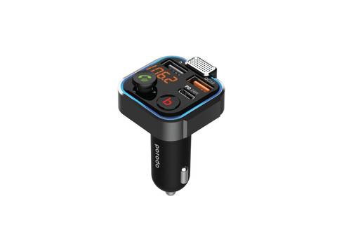 Porodo Smart Car Charger FM Transmitter with 24W PD Port & QC 3.0 - Black