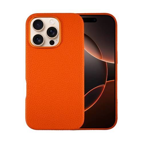 iPhone 16 Pro Max cover from A-CASE AMUR, original orange leather