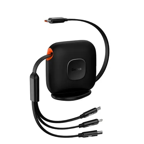 Baseus Traction Series Retractable 3-in-1 Fast Charging Cable 100W (Fast charging easy to store 360° rotation Easy to stick on)