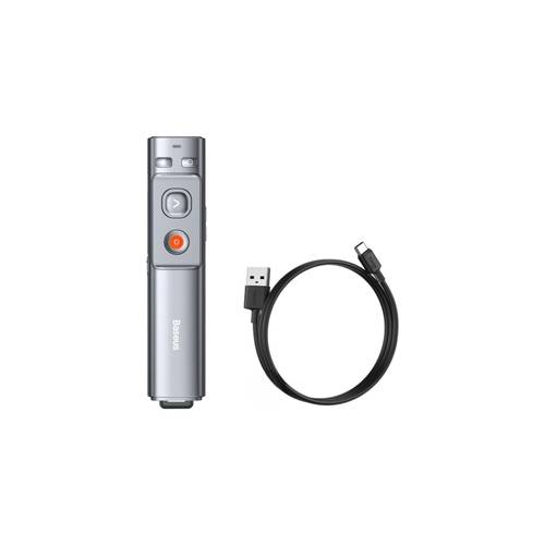 Baseus Rechargeable Orange Dot Wireless Presenter (Red Laser) - Grey