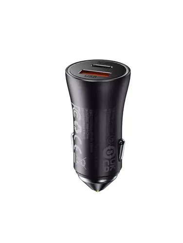 BASEUS GOLDEN CONTACTOR PRO DUAL FAST CAR CHARGER USB + USB TYPE C 40W QUICK CHARGE DARK GREY