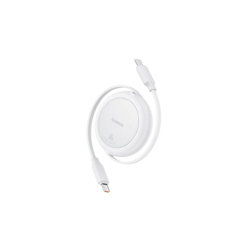 كابل Baseus Free2Pull Mini القابل للسحب من النوع C | شحن سريع 60 واط | طول قابل للتعديل | متوافق مع CarPlay | نقل بيانات بسرعة 480 ميجابت في الثانية | متر واحد - أبيض