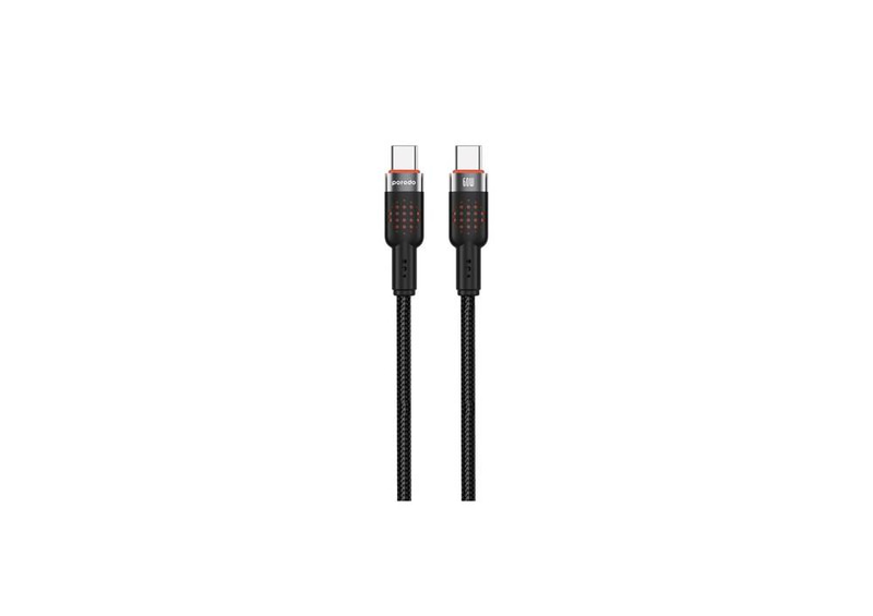 كابل بورودو USB-C إلى USB-C مضفر من الألومنيوم، طول 1.2 متر، قدرة 60 واط، لون أسود