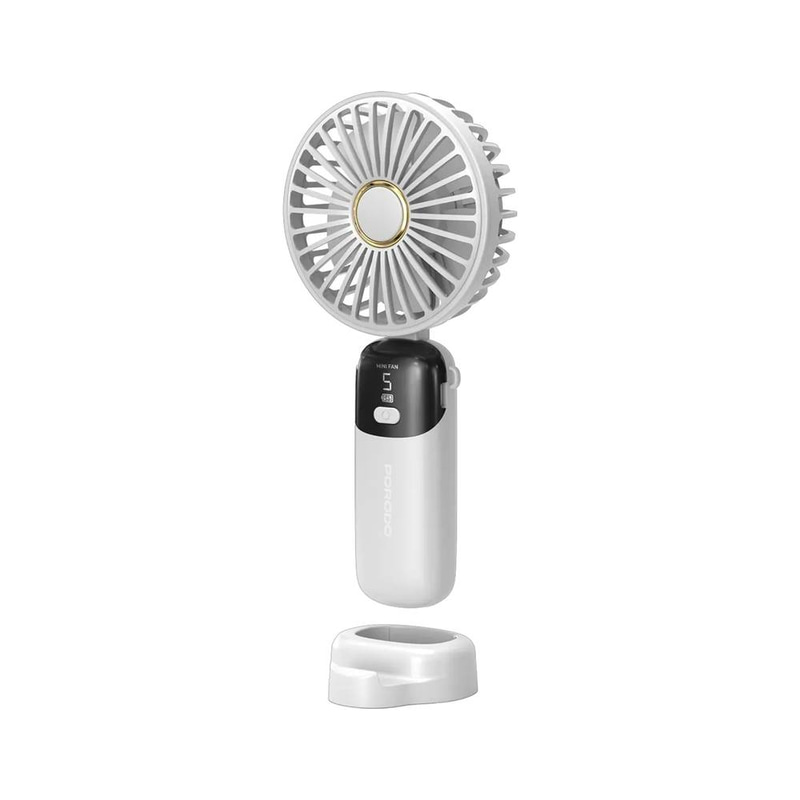 Porodo Chillo Flex Portable Handheld Fan 180 With 5 Adjustable Speed Levels - White