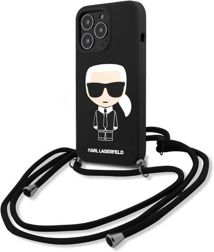 KARL LAGERFELD CROSSBODY CASE WITH STRAP FOR IPHONE 13 PRO MAX- BLACK COVER CASE