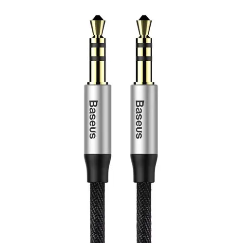 Baseus Yiven M30 ستيريو AUX 3.5 ملم كابل صوت ذكر مقبس صغير 1 متر فضي-أسود (CAM30-BS1)