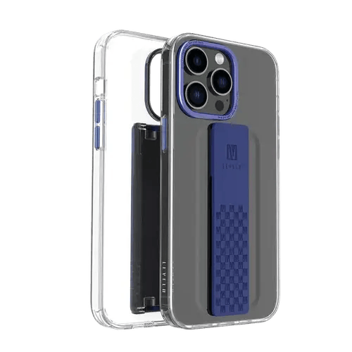 LEVELO GRAPHIA  IPHONE 14 PRO MAX  WITH HANDS FREE GRIP SILICONE BLUE CASE