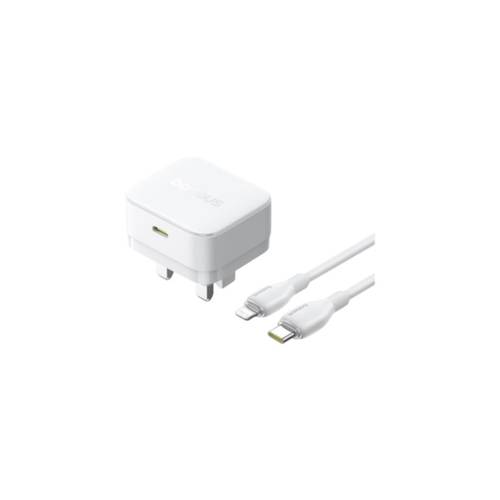 شاحن Baseus Palm السريع 1C-20 واط، شاحن حائط مع كابل من النوع C إلى Lightning - أبيض
