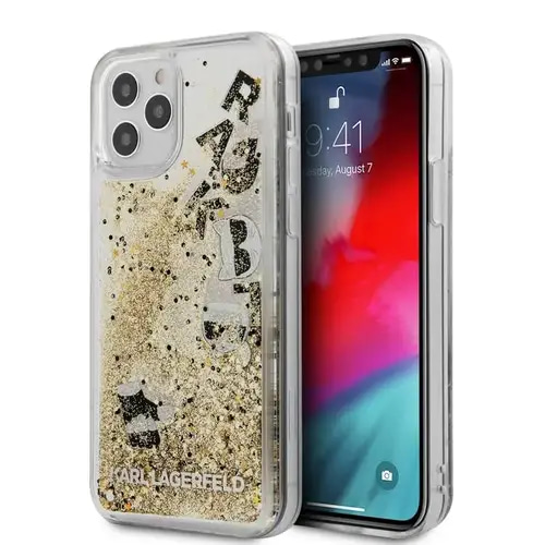 KARL LAGERFELD LIQUID GLITTER CHARMS HARDCASE FOR IPHONE 12 PRO (6.7'')  MINI COVER CASE- GOLD