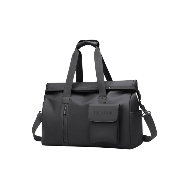Levelo Monaco PU Leather Travel Duffle Bag - Black