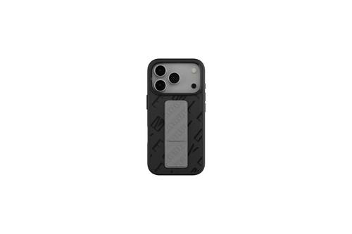 Levelo Morphix Vallo Faux Leather Gripstand Case for iPhone 17 Pro Max-Charcoal Storm