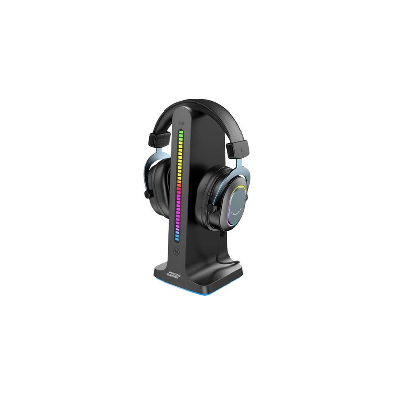 حامل سماعات رأس Porodo Gaming RGB Dynamic Sound Lighting مع تخزين الكابلات 300 مللي أمبير/ساعة - أسود
