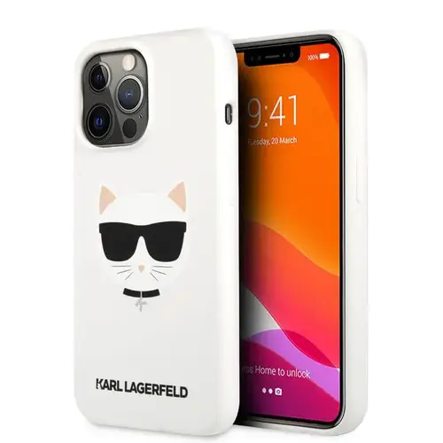 KARL LAGERFELD LIQUID SILICONE CASE CHOUPETTE FOR IPHONE 13 PRO (6.1'') - WHITE