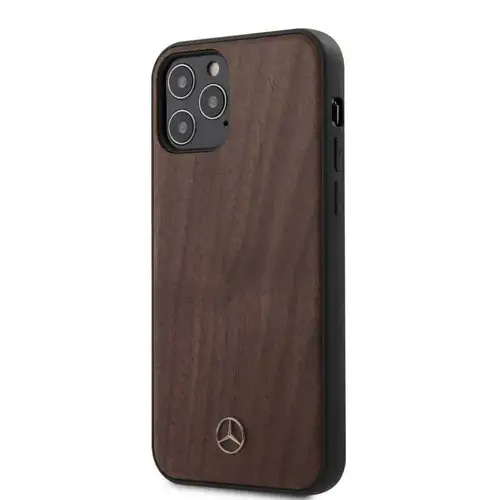 MERCEDES BENZ GENIUNE WOOD LINE HARD CASE FOR IPHONE 12(6.1')- WALNUT BROWN- COVER CASE