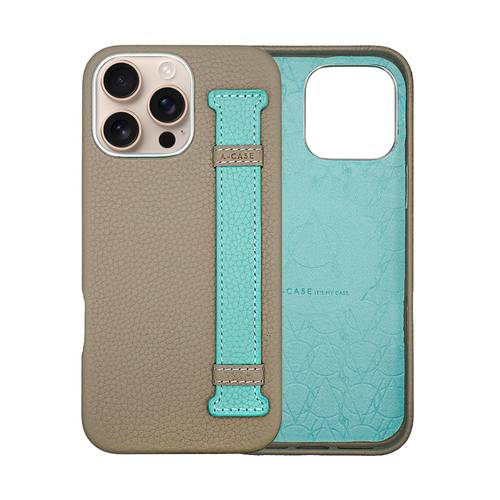  iPhone 16 Pro / Pro Max cover from A-CASE AMUR PRO, original leather-  GRAY/TIFFANY