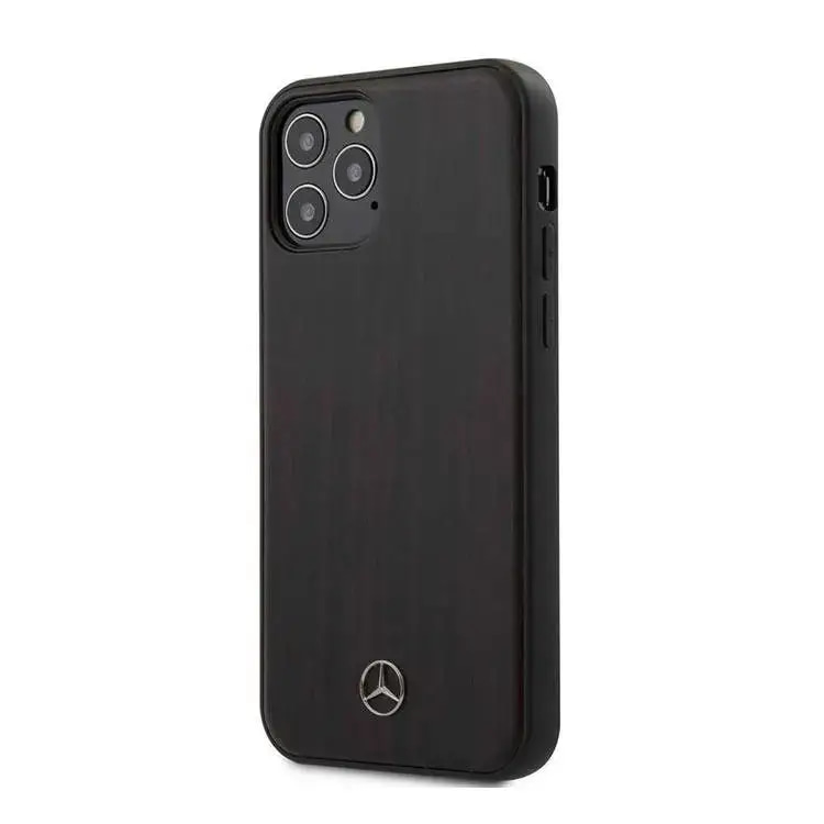 MERCEDES BENZ GENIUNE WOOD LINE HARD CASE FOR IPHONE 12(6.1')- ROSEWOOD BROWN- COVER CASE