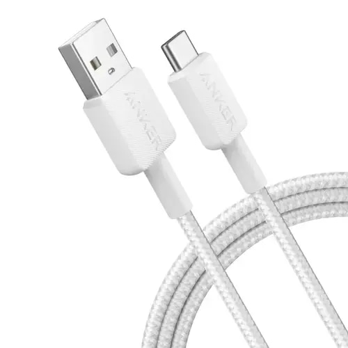 كابل أنكر USB-A إلى USB-C (طول 3 أقدام، مضفر) - أبيض - A81H5H21