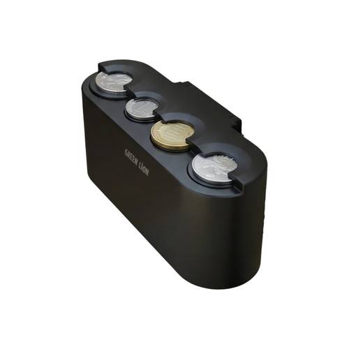 Green Lion Car Coin Dock Organizer Fits 4 Coin Sizes Storage Up To 60 Coins - Black