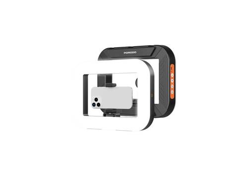 Porodo Lifestyle Handheld Ring Grip Camera & phone vlogging light with Desktop support & Phone clamp - Black
