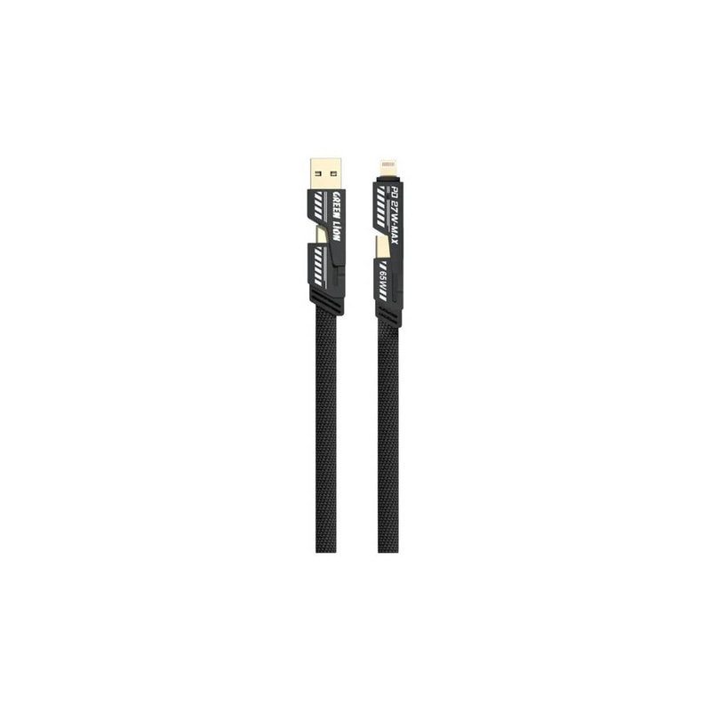 كابل مضفر 2 في 2 من Green Lion من النوع C إلى C+L ومن النوع A إلى C+L بطول 1.2 متر وقوة 65 وات