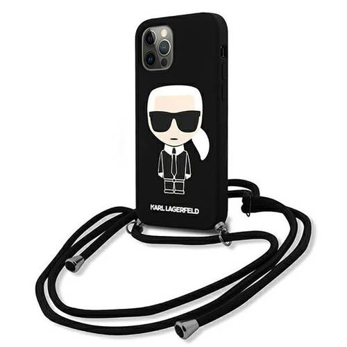 KARL LAGERFELD CROSSBODY CASE WITH STRAP FOR IPHONE 13 PRO- BLACK COVER CASE