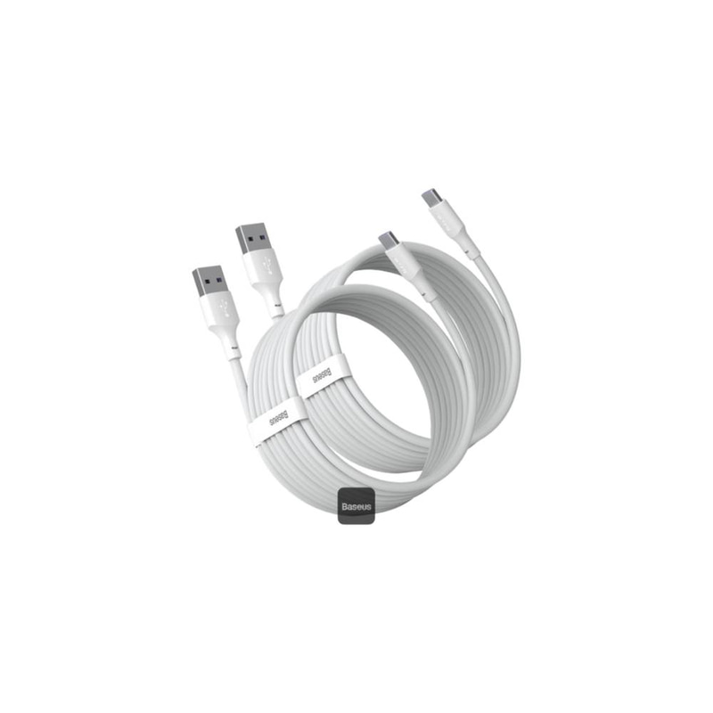 طقم كابلات بيانات BASEUS من USB-C إلى TYPE-C بقدرة 5 أمبير و40 واط، قطعتان - TZCATZ-02