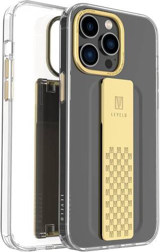LEVELO GRAPHIA  IPHONE 14 PRO MAX  WITH HANDS FREE GRIP SILICONE CHAMPAGNE GOLD CASE