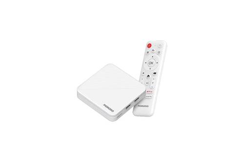 جهاز Porodo Echobox Android TV Box مع بث فائق الدقة 4K - أبيض