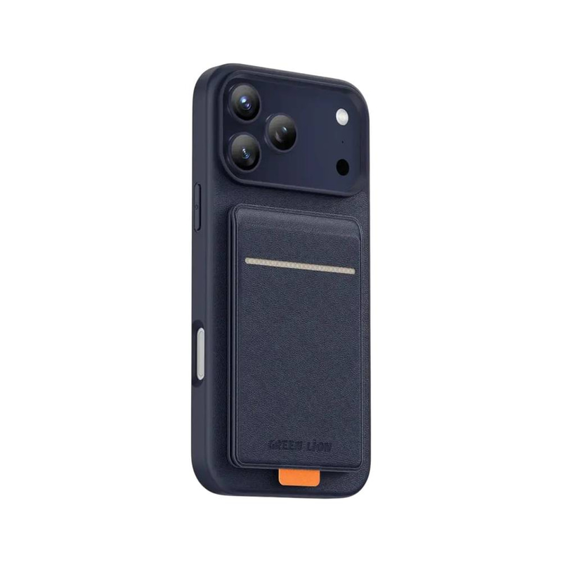 Green Lion Regal MagSafe Leather Case With Card Holder For Iphone 17 Pro - Blue