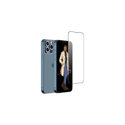 واقي شاشة زجاجي مقوى ثلاثي الأبعاد أخضر اللون لهاتف iPhone 13 و 13 Pro - شفاف