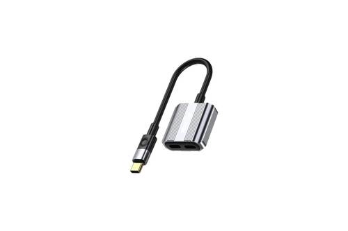 Green Lion 2 In 1 Splitter Adapter Type-C to Dual Type-C - Gray