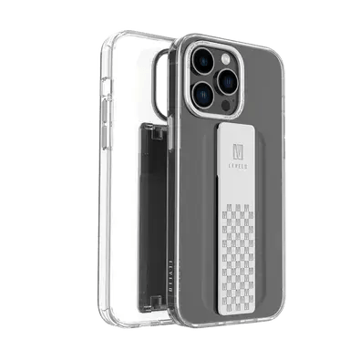 LEVELO GRAPHIA IPHONE 14 PRO WITH HANDS FREE GRIP SILICONE SILVER CASE