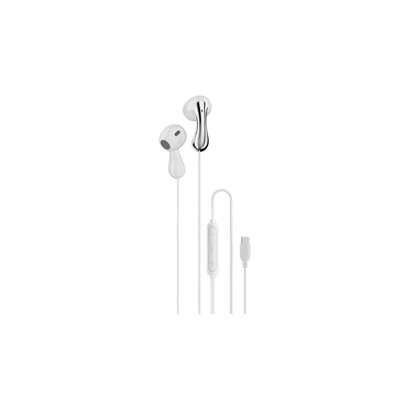 Porodo Soundtec Stereo Bass Type-C Wired Earphones - White
