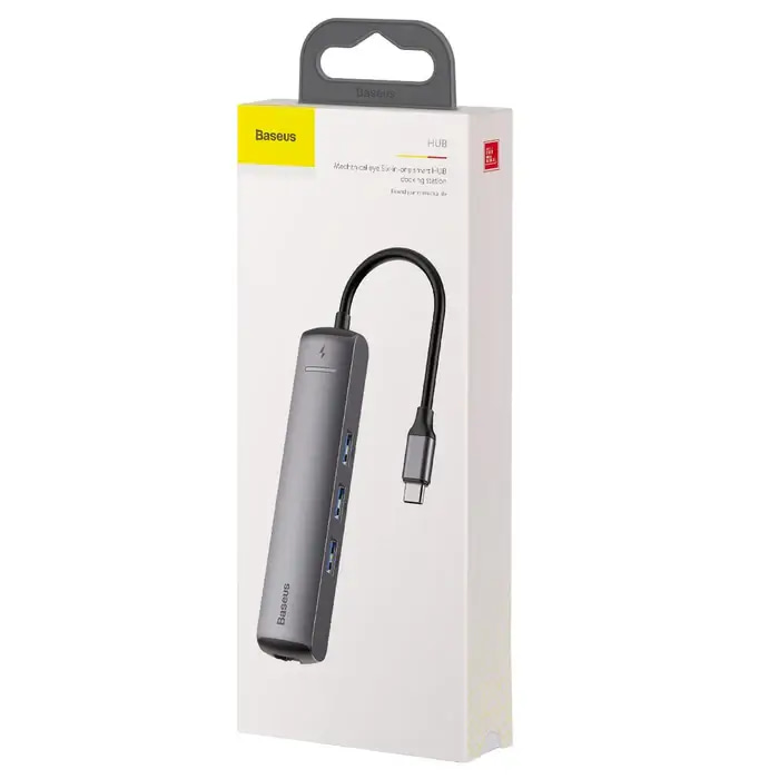  BASEUS MECHANICAL EYE 6 IN 1 USB TYPE-C HUB GREY