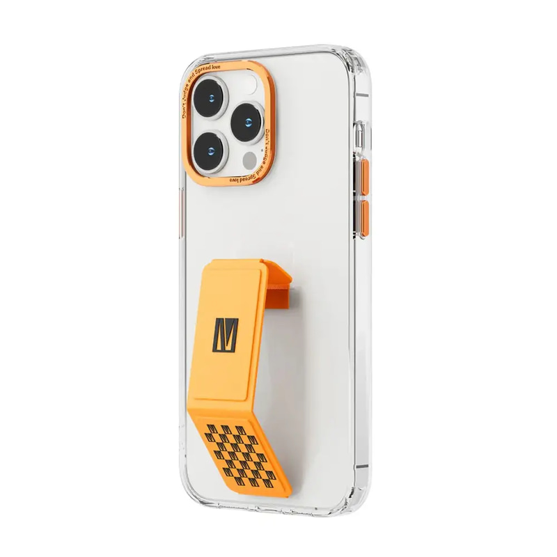 جراب خلفي شفاف من Levelo Morphix Clara Gripstand IMD لهاتف iPhone 14 Pro - برتقالي