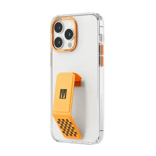 جراب خلفي شفاف من Levelo Morphix Clara Gripstand IMD لهاتف iPhone 14 Pro - برتقالي