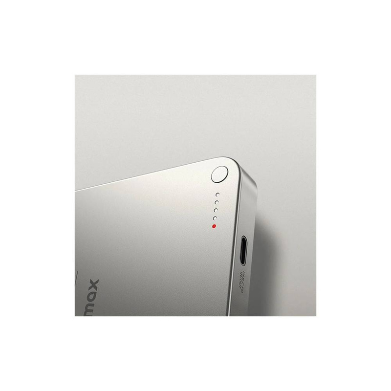بطارية Momax Q.Mag X1 اللاسلكية المغناطيسية، سعة 10000 مللي أمبير، سمك 13 مم، فائقة النحافة، مقاومة للماء والغبار IP117AE، لون تيتانيوم كروما