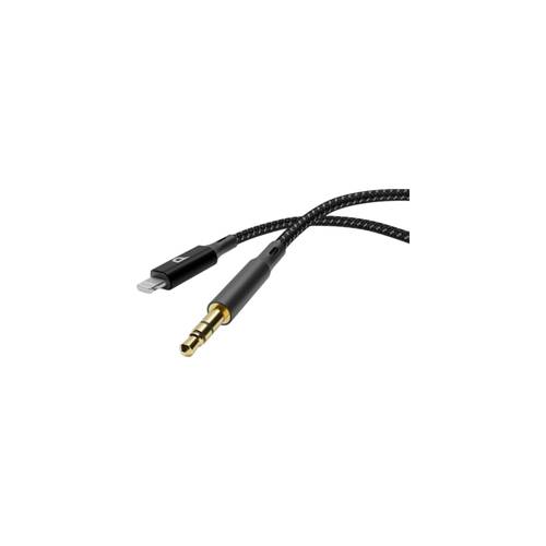 Powerology Braided AUX Lightning Audio Cable (1.2m-4ft) - Black