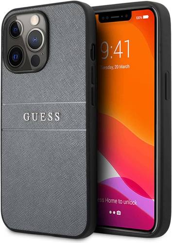GUESS GUHCP13LPSASBGR CASE FOR IPHONE 13 PRO (6.1') GREY SAFFIANO STRAP- BLUE CASE