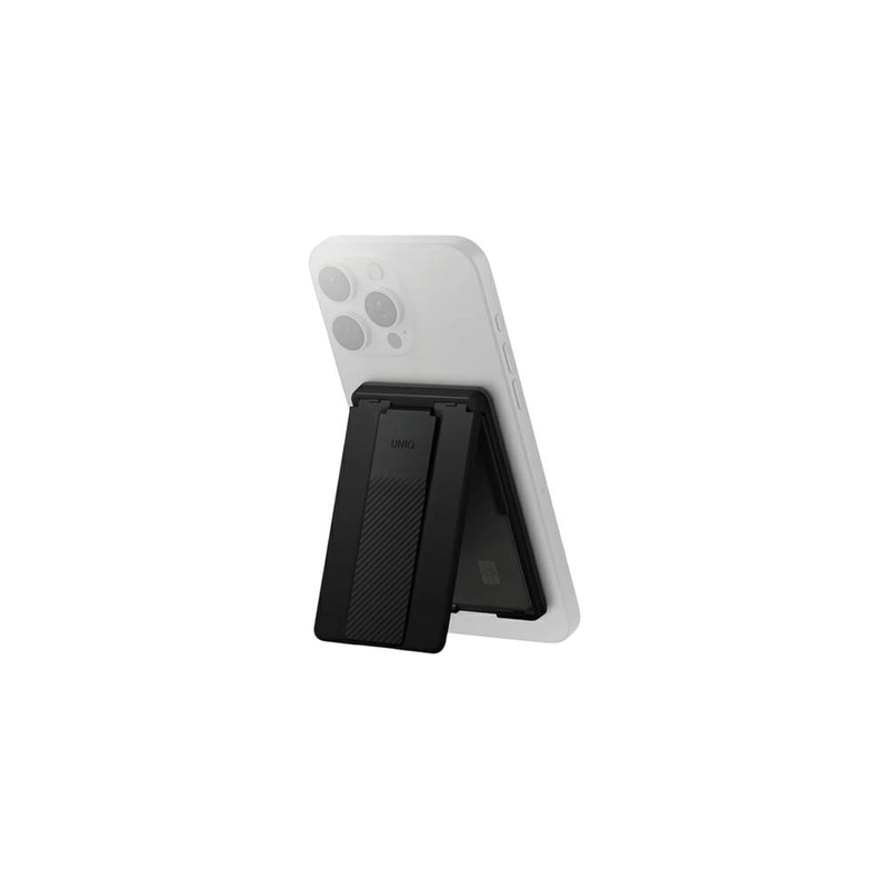 Uniq Heldro Id Magnetic Card Holder With Grip Band And Stand - Black