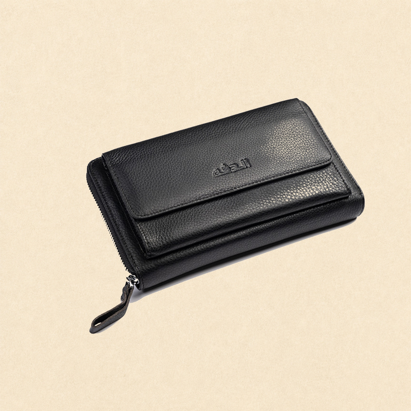 Leather Hand Bag - BLACK