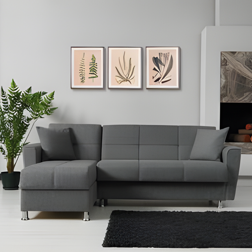   كنب زاوية رمادي غامق 175x255x80سم