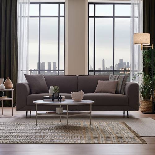 كنبة مقعدين بني 220x85x85سم 