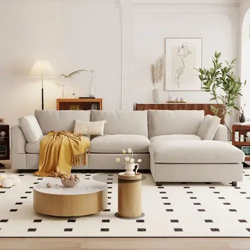 كنب زاوية بلونين متناغمين – تصميم يليق بذوقك الرفيع