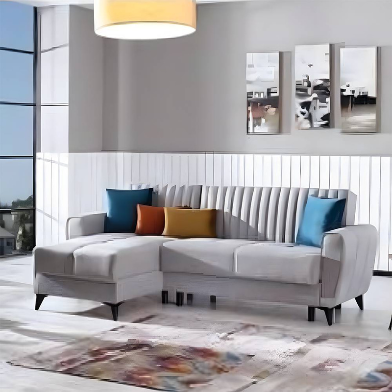  كنب زاوية رمادي فاتح 85x205x29سم