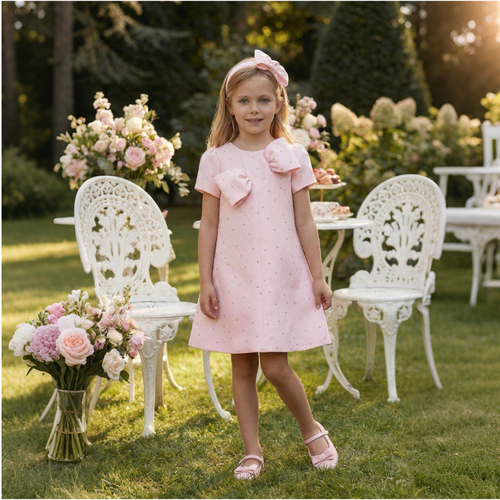 Girls Bow Dress with hair accessory