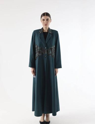 Linen Blazer embellished with crepe jacquard