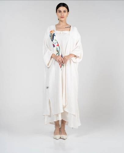 Two Peice Qaftan With Printed Organza