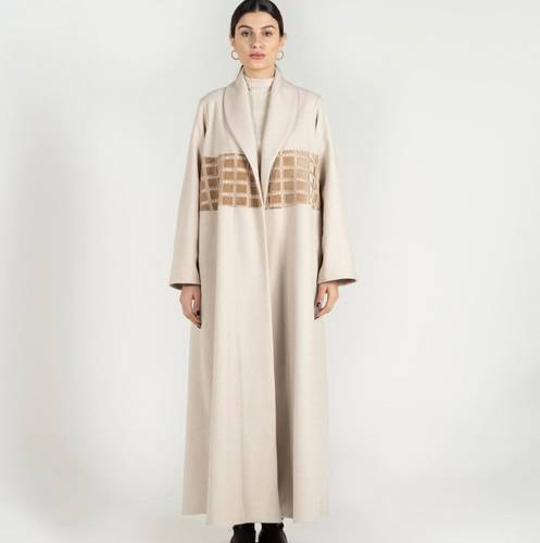 Beige Jacket With Velvet Embroidery
