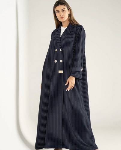 Navy Blue And White Striped Blazer